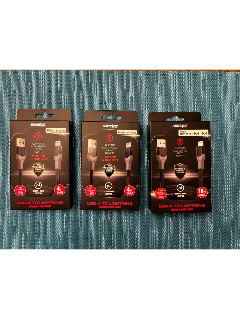 Powerxcel 3 Piece iPhone/iPad/iPod Charger Bundle USB-A To Fast